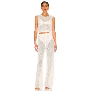 Weworewhat knit mesh sleeveless cropped elastic waist cover up size XS